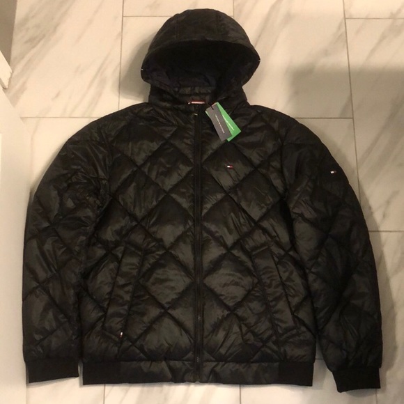 Men’s Tommy Hilfiger Quilted Hooded Bomber Jacket - Picture 1 of 5